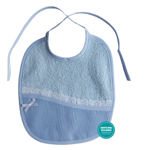 Elegant Lunch Bib Ready to Stitch with Sangallo Border - Light Blue